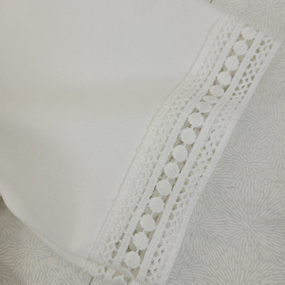 Scobe white deep v neck short sleeve top white lace peplum fairy coquette girl M - Picture 12 of 13
